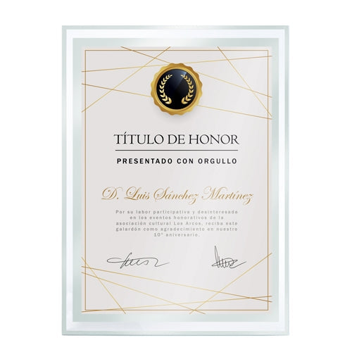 Marco de cristal para diploma A5 Bisela