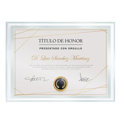 Marco de cristal para diploma A5 Bisela