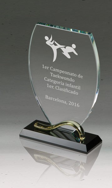 Trofeo en Cristal Escudo Amarillo