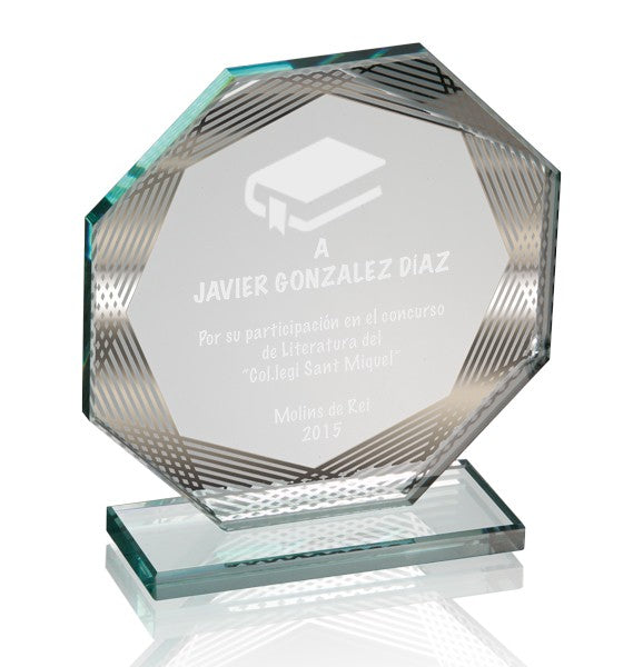 Trofeo de Cristal Octogonal Rayado
