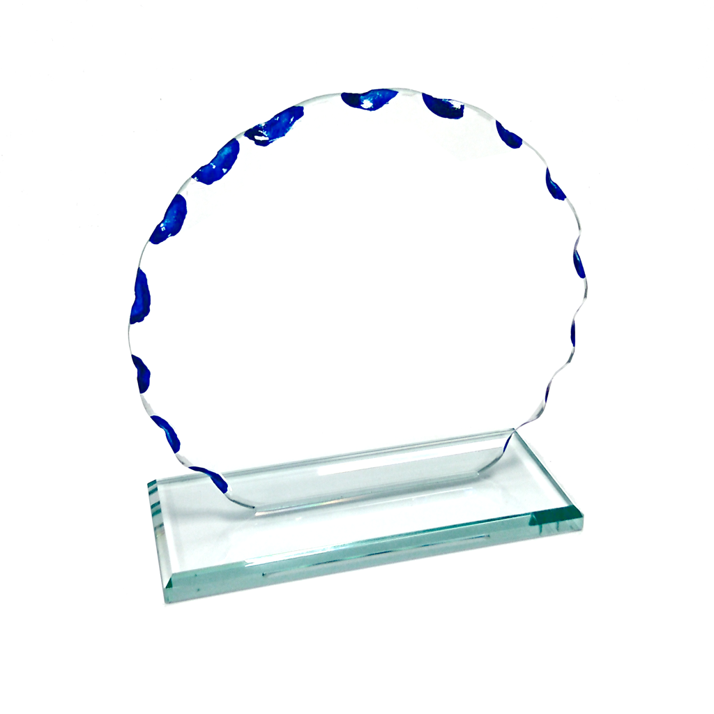 Trofeo de Cristal Dentado Azul