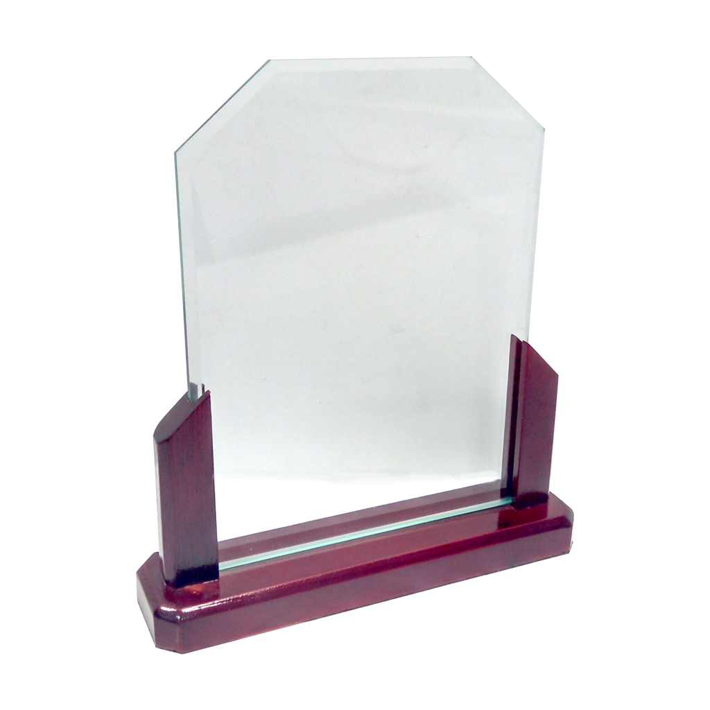 Trofeo de Cristal con Soporte de Madera