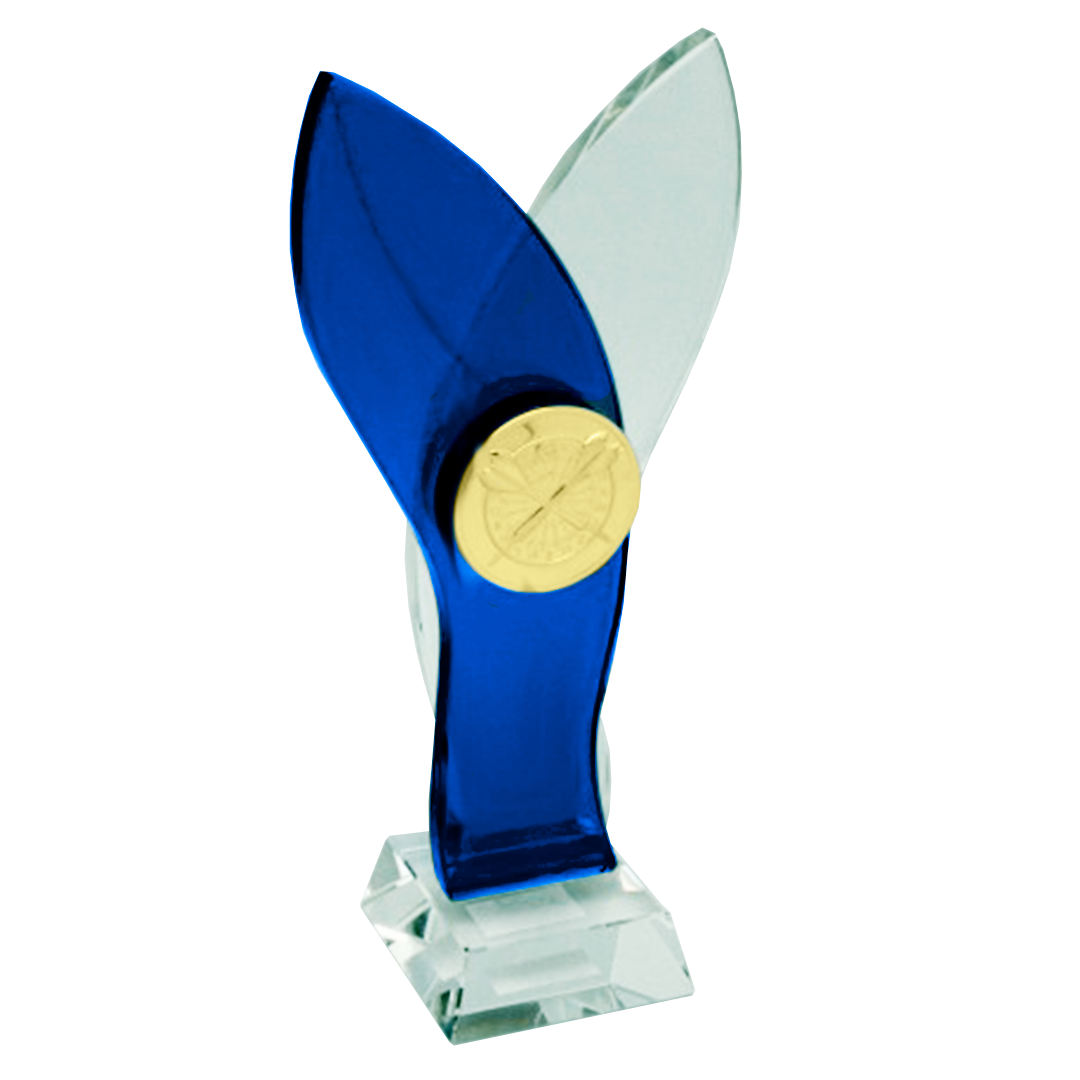 Trofeo de Cristal Hojas Entrelazadas