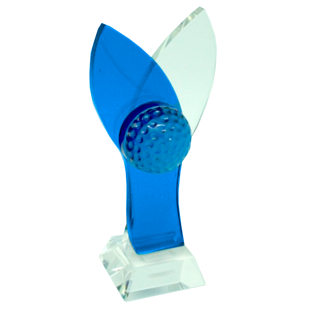 Trofeo de Cristal Hojas Entrelazadas Golf