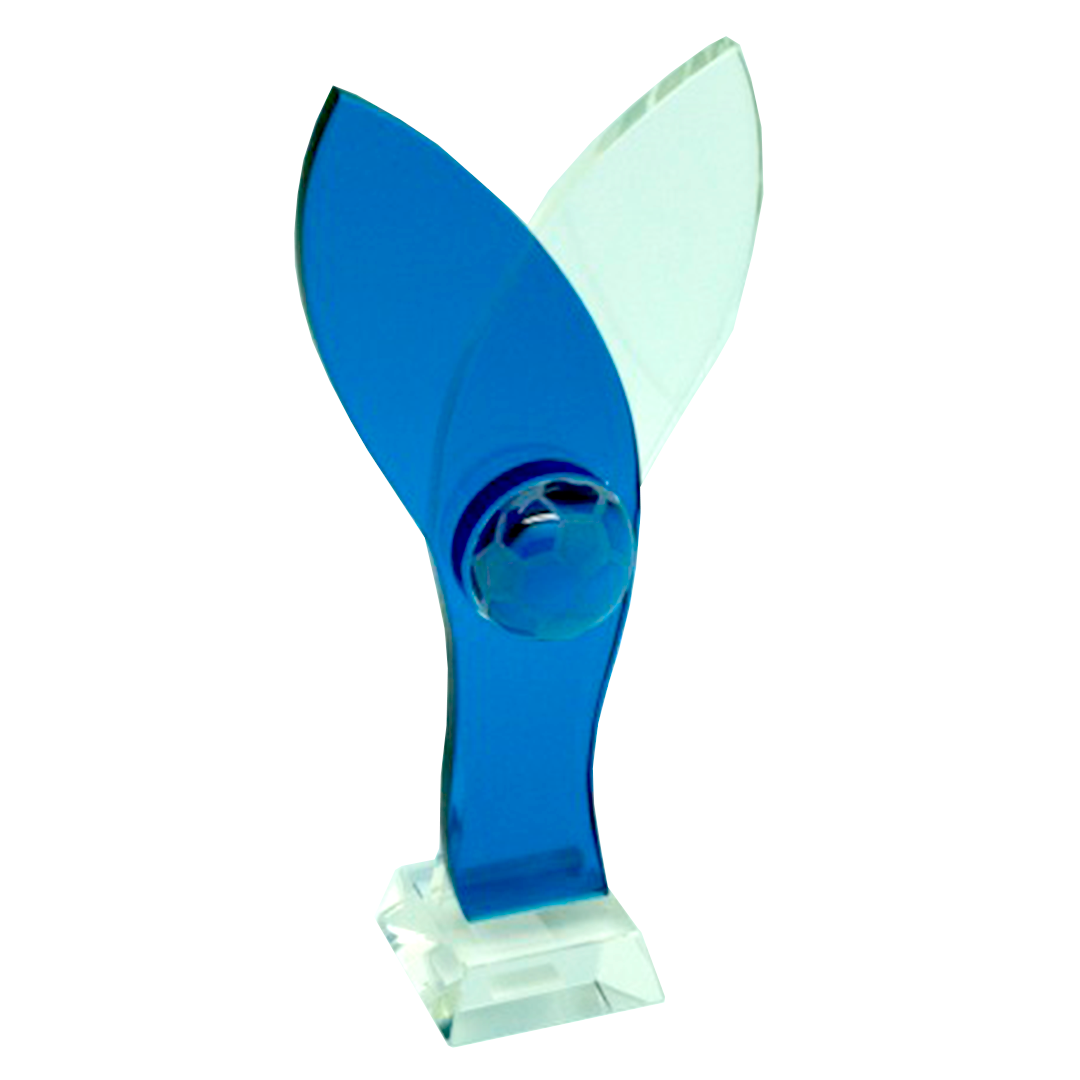 Trofeo de Cristal Hojas Entrelazadas Fútbol