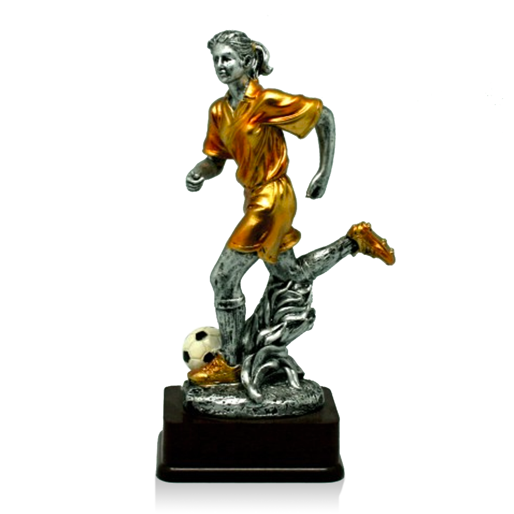 Trofeo en Resina Futbolista Dorado Femenino