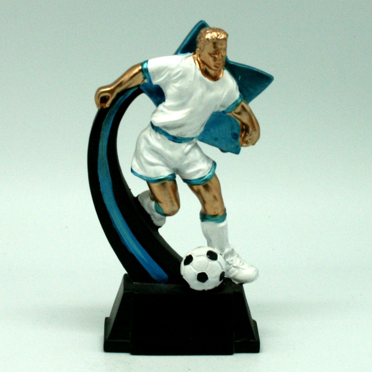 Trofeo en Resina Futbolista Azul
